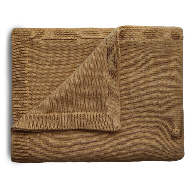 Mushie Babydeken Dots Mustard Melange 80 x 100 cm