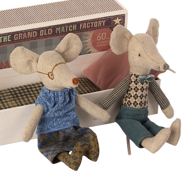 Maileg Grandpa & Grandma Mouse In Matchbox