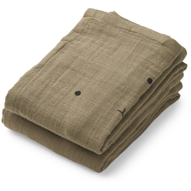 Liewood Hydrofiele Doeken Hannah Rabbit Oat Beige 2 St.