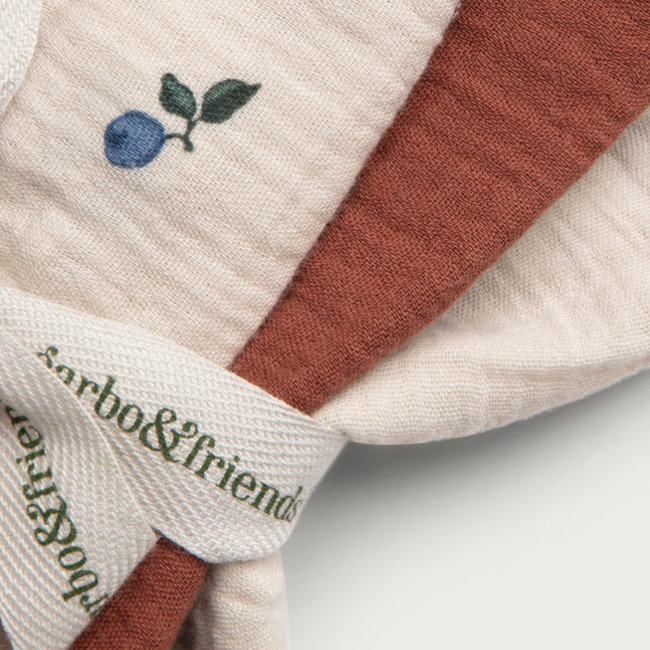 Garbo & Friends Baby Spuugdoekjes Blueberry Beige 3 stuks