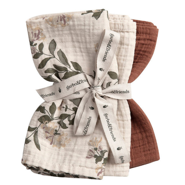 Garbo & Friends Baby Burp Cloths Honeysuckle Beige 3 Pack