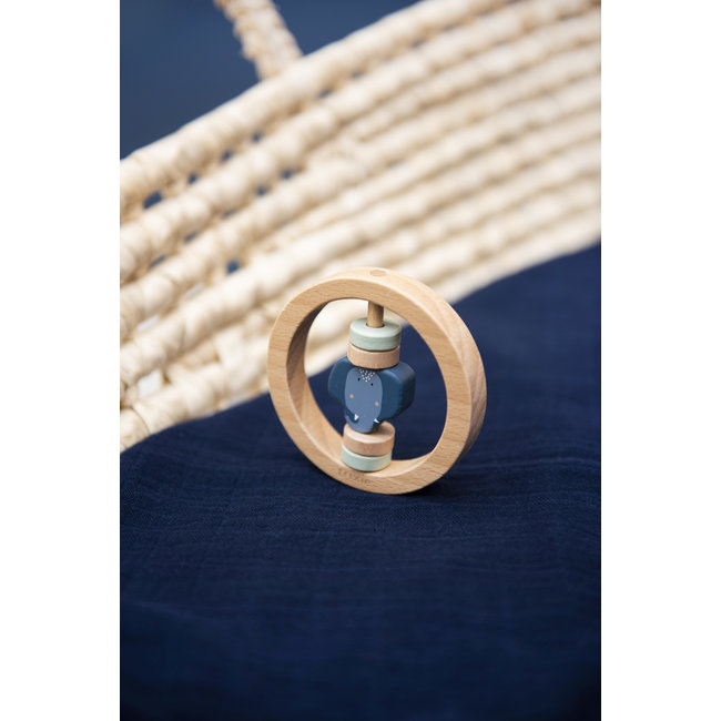 Trixie Baby & Kids Wooden Round Rattle Mrs. Elephant