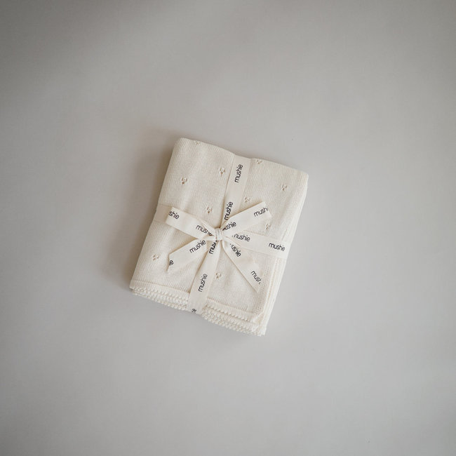 Mushie Deken Pointelle Ivory Beige 80 x 100 cm