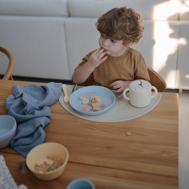 Mushie Kids Cutlery Fork & Spoon Pale Daffodil Yellow