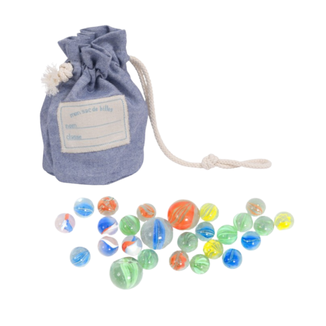 Moulin Roty Bag of Marbles 50 Pieces Blue