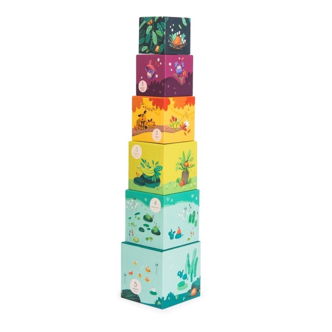 Moulin Roty Stacking Tower Jungle Chicks Green