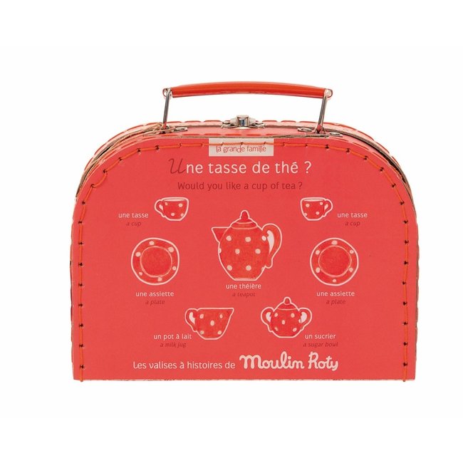 Moulin Roty Speelgoed Tea Set Red In Suitcase Le Grande Famille