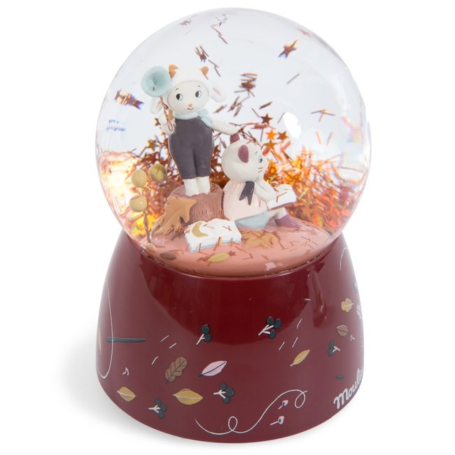 Moulin Roty Musical Snow Globe Apres La Pluie Red
