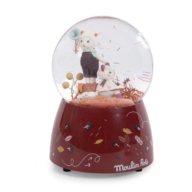 Moulin Roty Musical Snow Globe Apres La Pluie Red