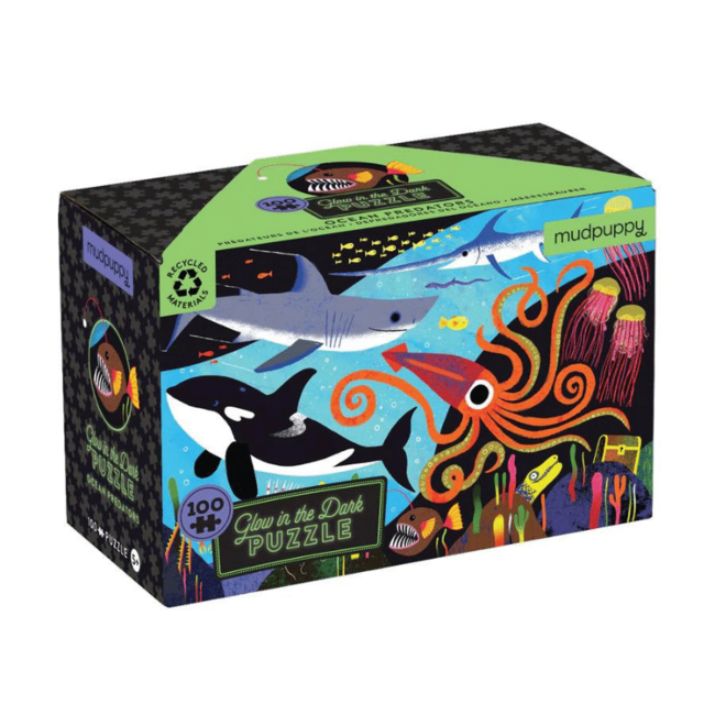 Mudpuppy Glow in the dark puzzel Zeeroofdieren 100 st.