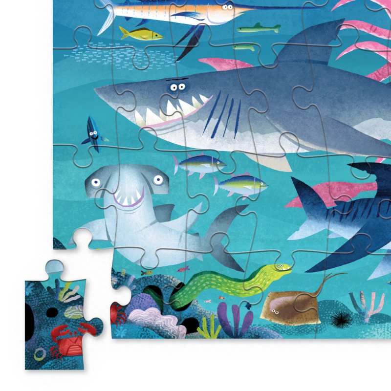 Puzzle 50 Pezzi In Lattina Per Bambini – Shark Reef Di Crocodile Creek | Gioco Creativo E Colorato Da Collezione