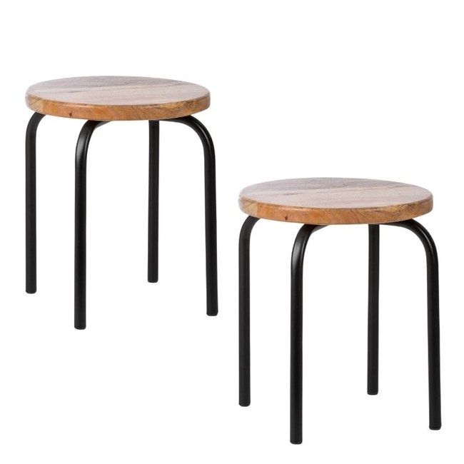 KidsDepot Children's stool Circle Black 2 pcs