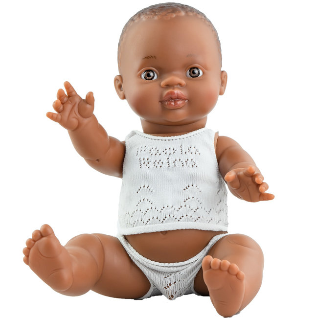 Paola Reina Pop Gordi Met Ondergoed Afrikaanse Jongen 34 cm