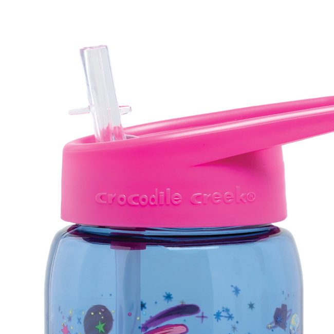 Crocodile Creek Puzzels Trinkflasche mit Strohhalm Einhorn Lila