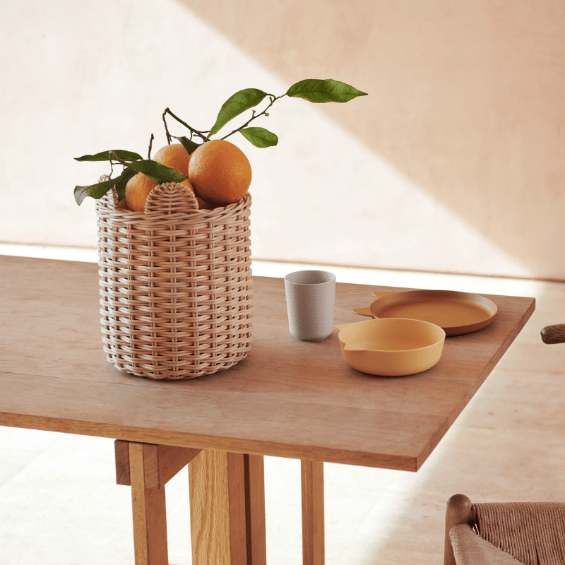 Geflochtener Blumenkorb Aus Rattan - Handgefertigter Aufbewahrungskorb Mit Schleife