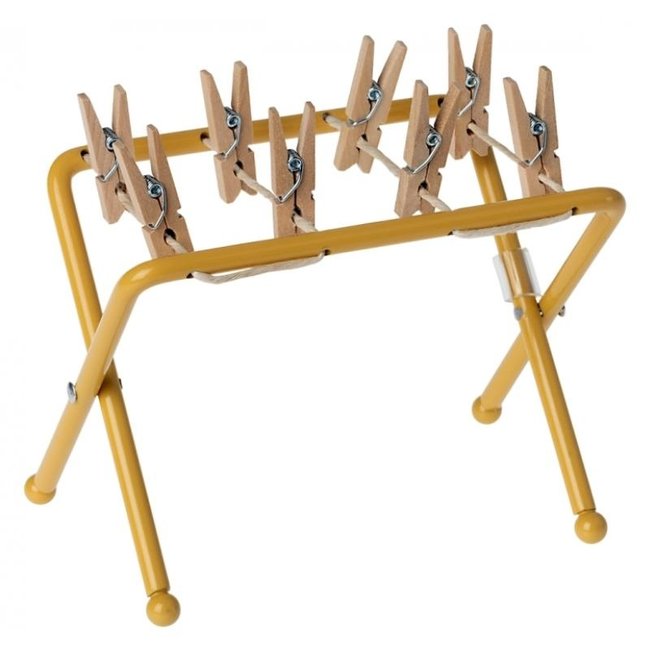 Maileg Drying Rack With Pegs Ochre 11 cm