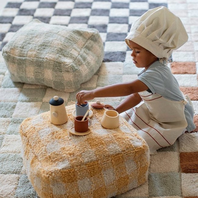 Lorena Canals Poef Vichy Blauw Little Chefs