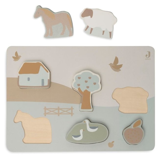Jollein Wooden Puzzle Farm 6 pcs