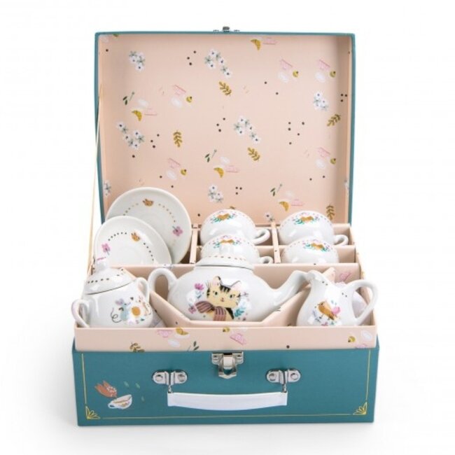 Moulin Roty Speelgoed Tea Set Parisiennes In Suitcase Blue