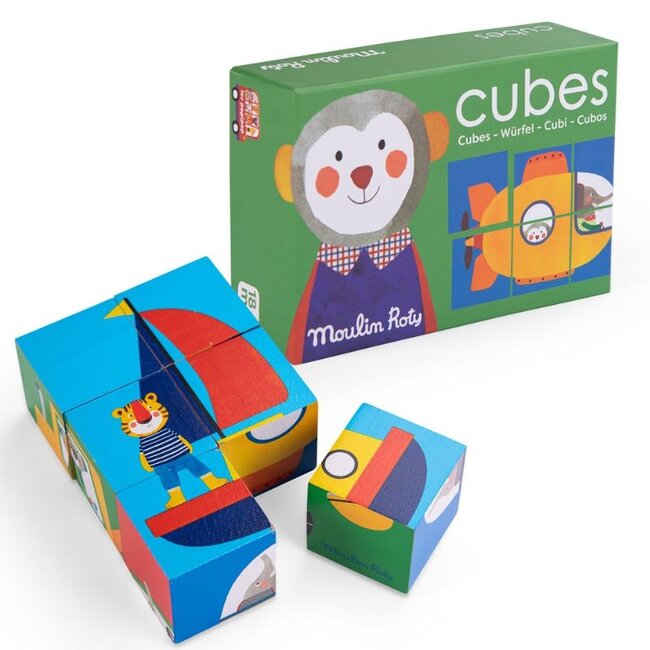 Moulin Roty Würfelpuzzle Les Popipop Holz