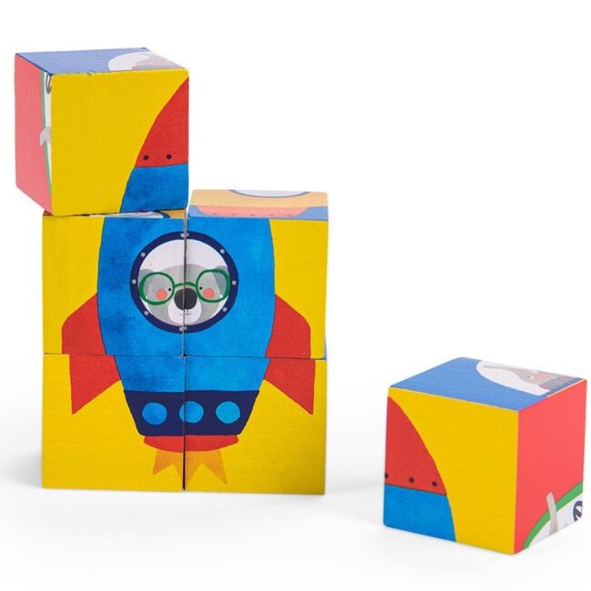 Moulin Roty Würfelpuzzle Les Popipop Holz