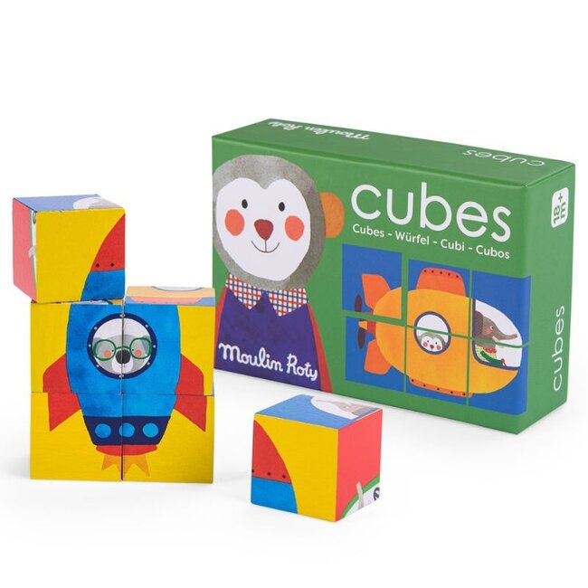 Moulin Roty Würfelpuzzle Les Popipop Holz