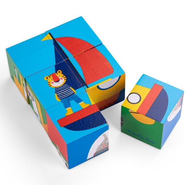 Moulin Roty Block Puzzle Les Popipop Wood
