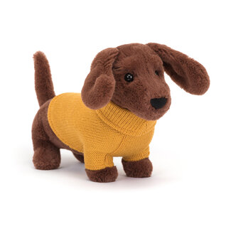 Jellycat Sweater Sausage Dog Yellow 16 cm