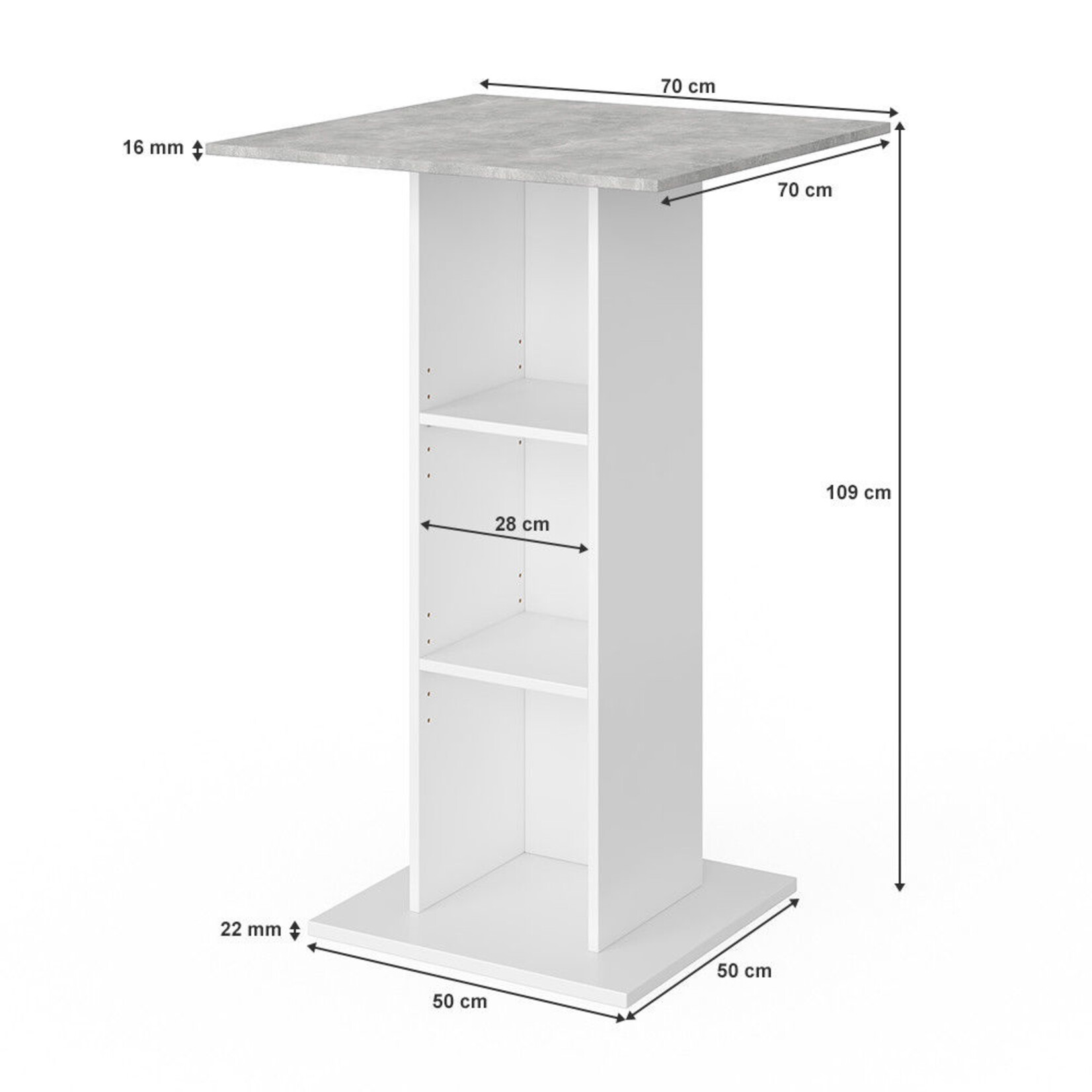 Bartafel, statafel 70 x 109 x 70 cm