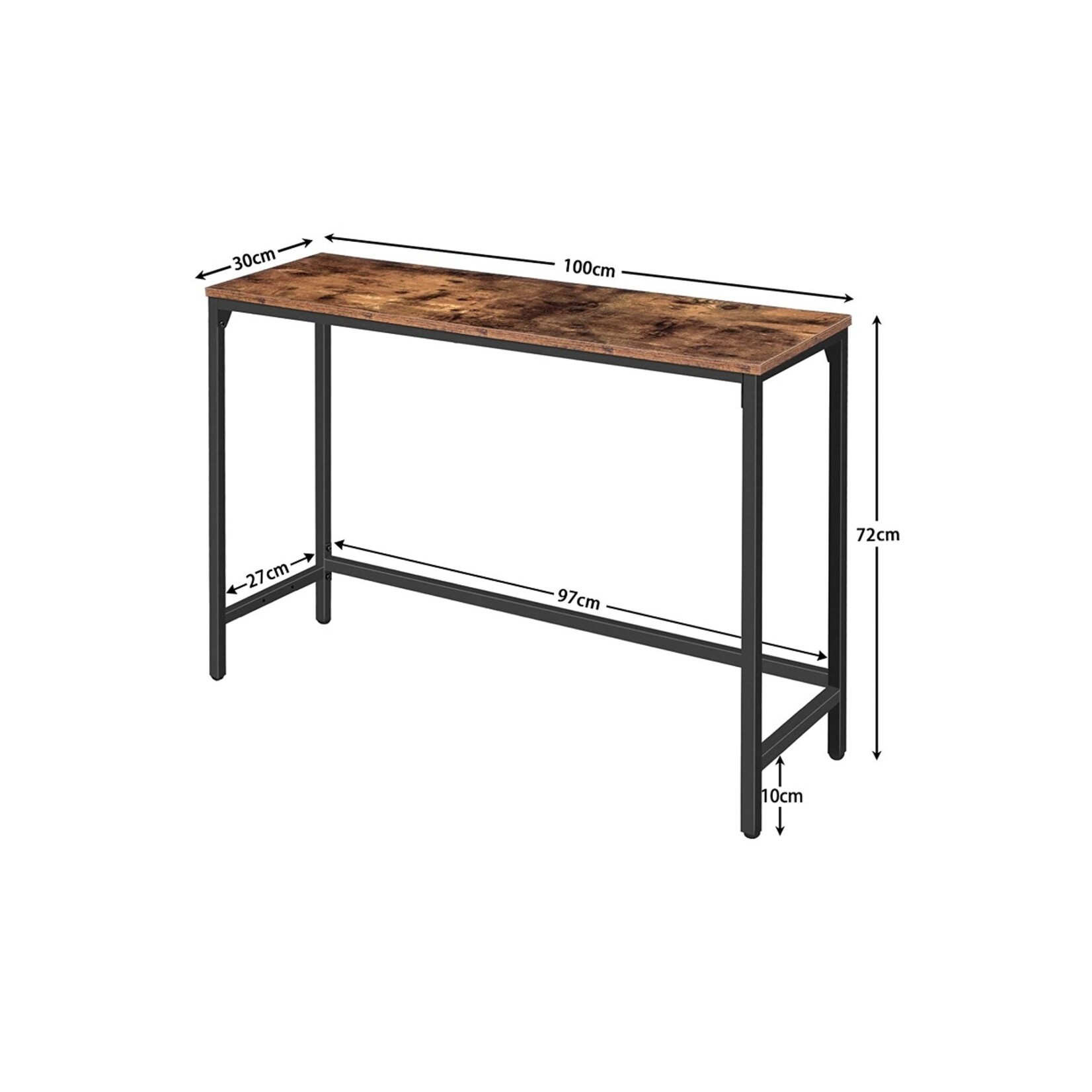 Consoletafel industrieel 100 x 30 x 72 cm