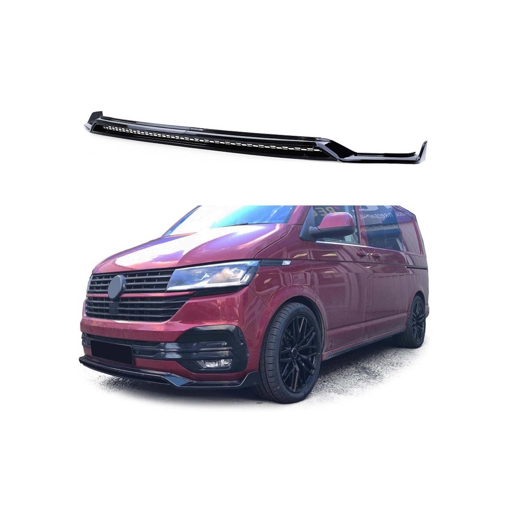 CUP voorspoiler voor VW T6.1 hoogglans zwart