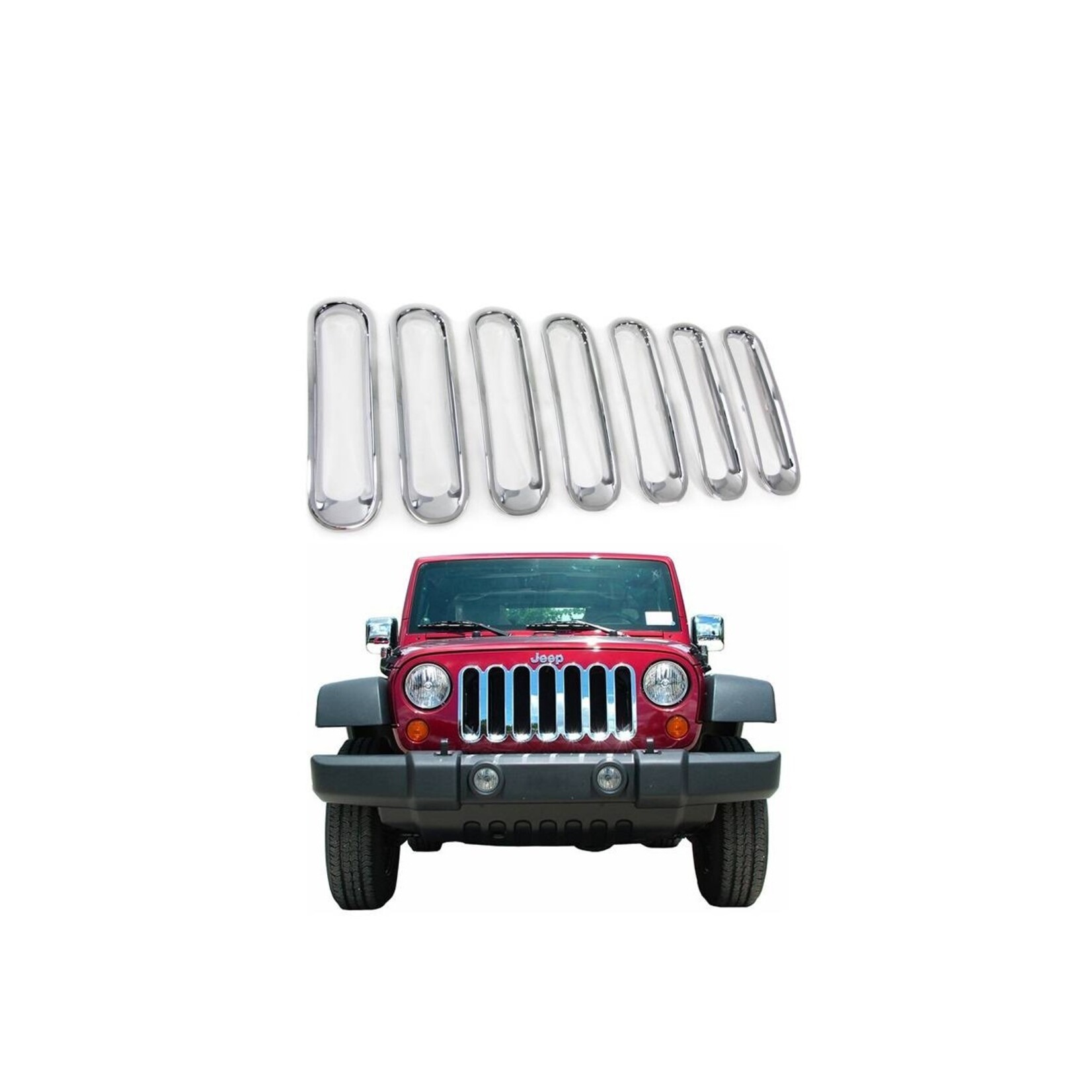 Chroom grille inzetstukken voor Jeep Wrangler III