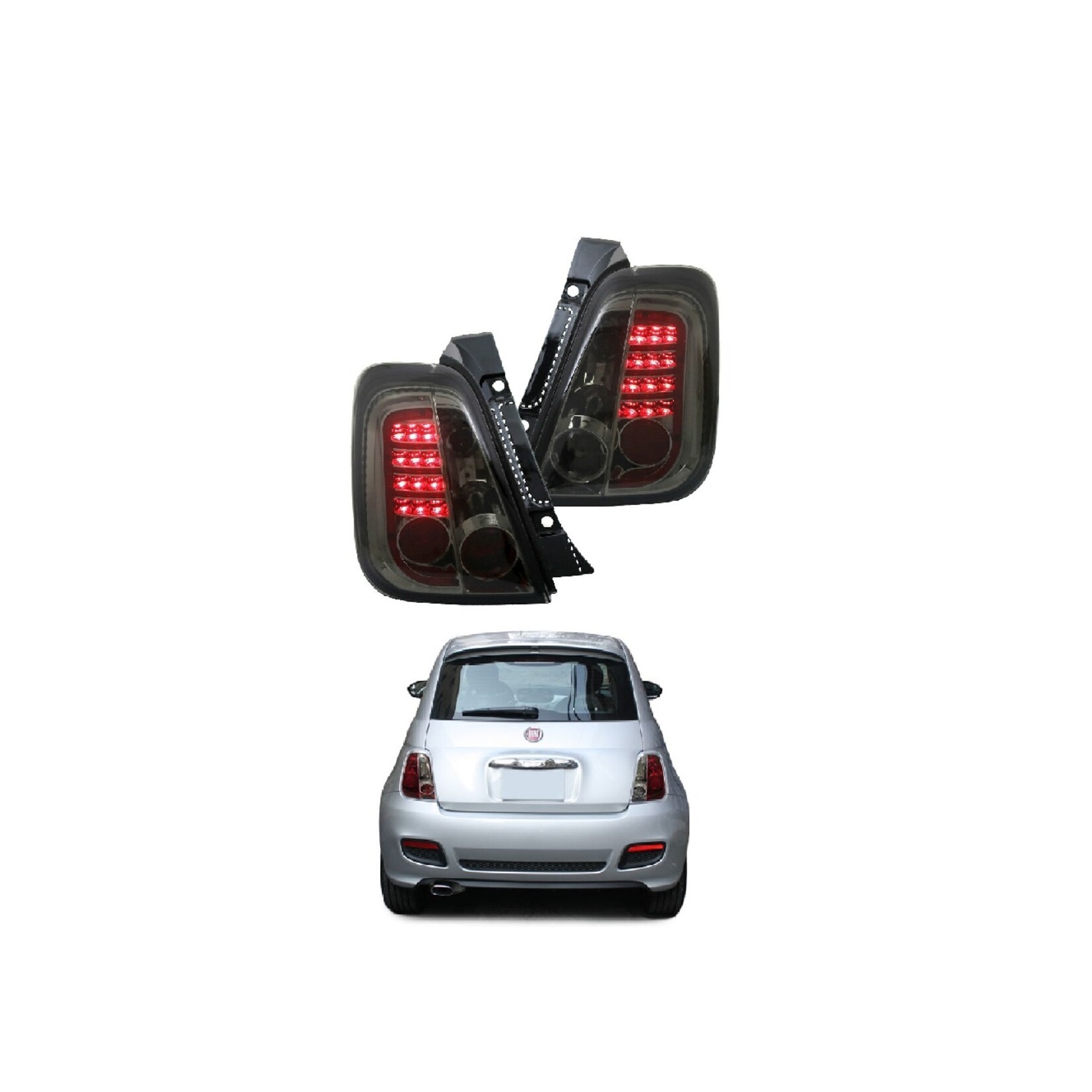 Fiat 500 LED achterlichten set rood/ smoke