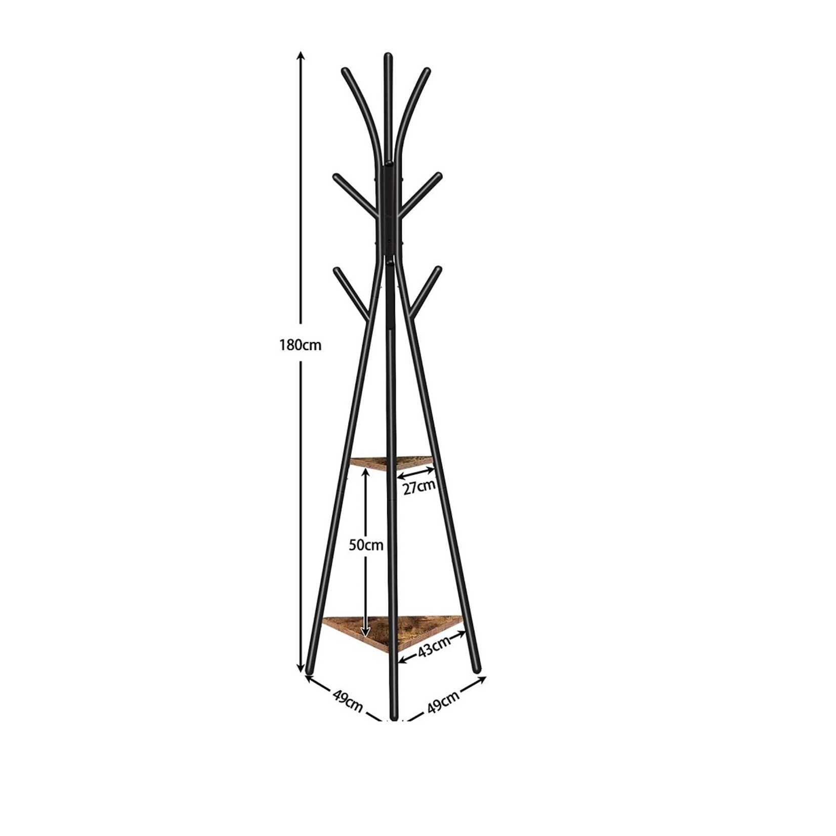 Industriële kapstok in retro stijl, 49 x 49 x 180 cm