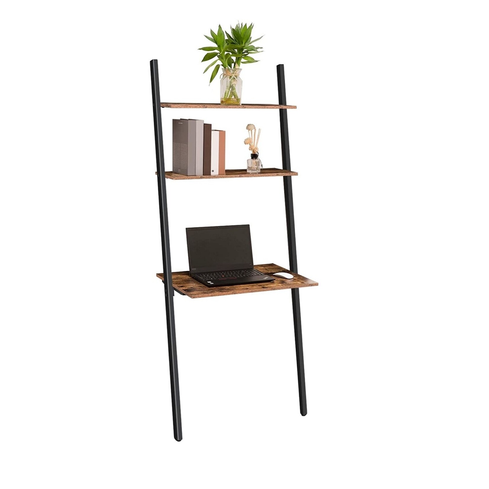 Wandbureau industrieel, vintage design computertafel met ladderplank