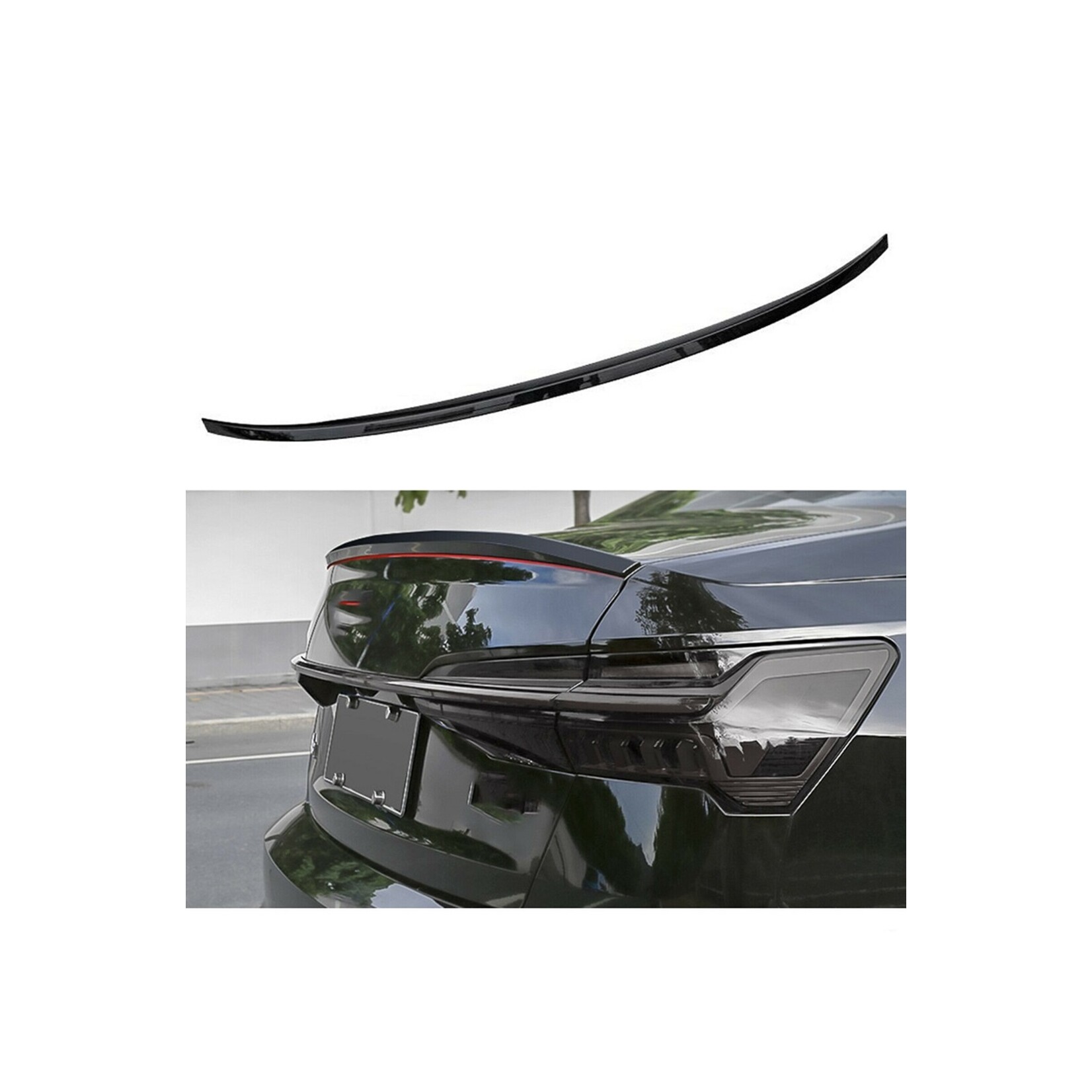 Kofferbakspoiler spoilerlip hoogglans zwart voor Audi A6 C8