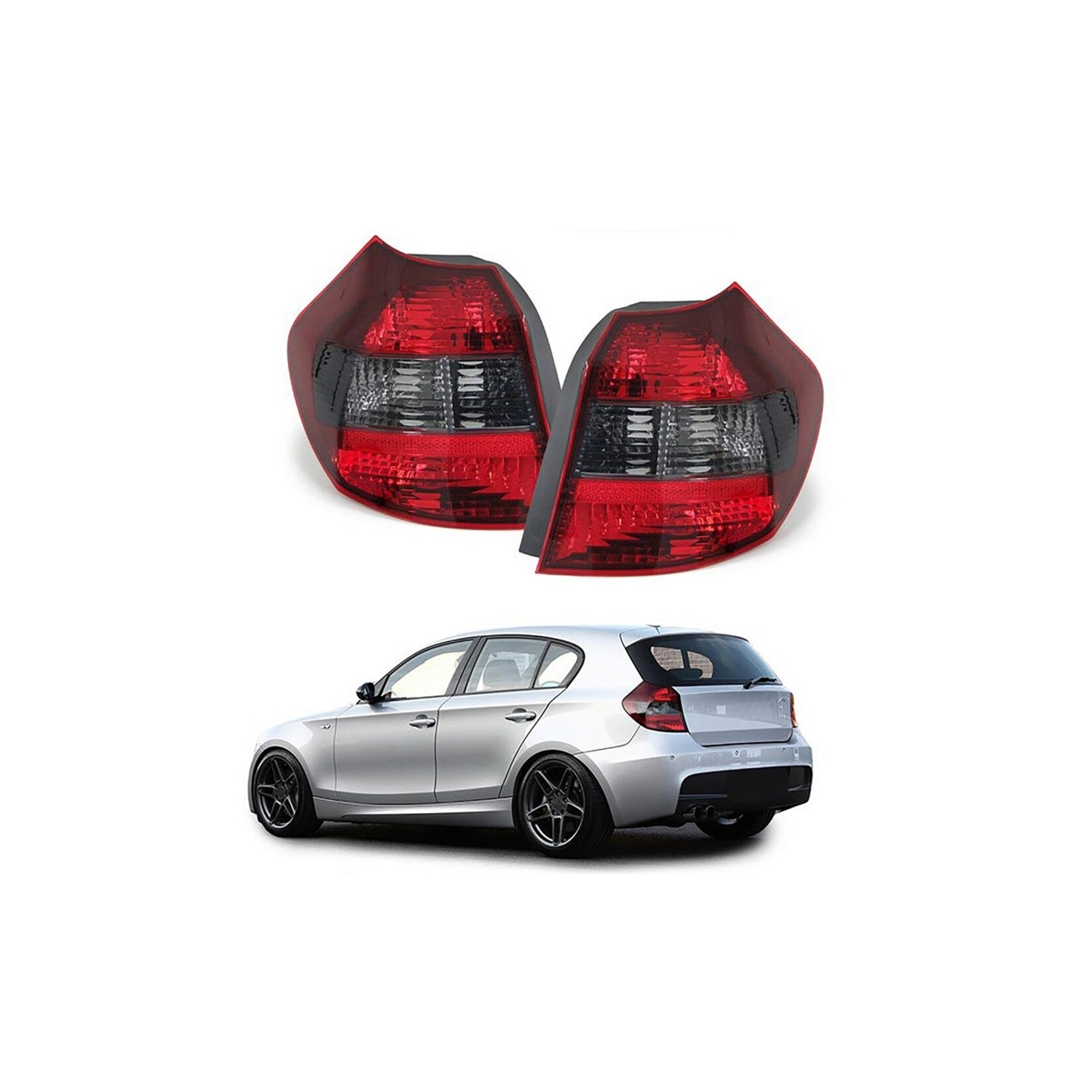 BMW 1 serie E81 E87 achterlichten set rood smoke