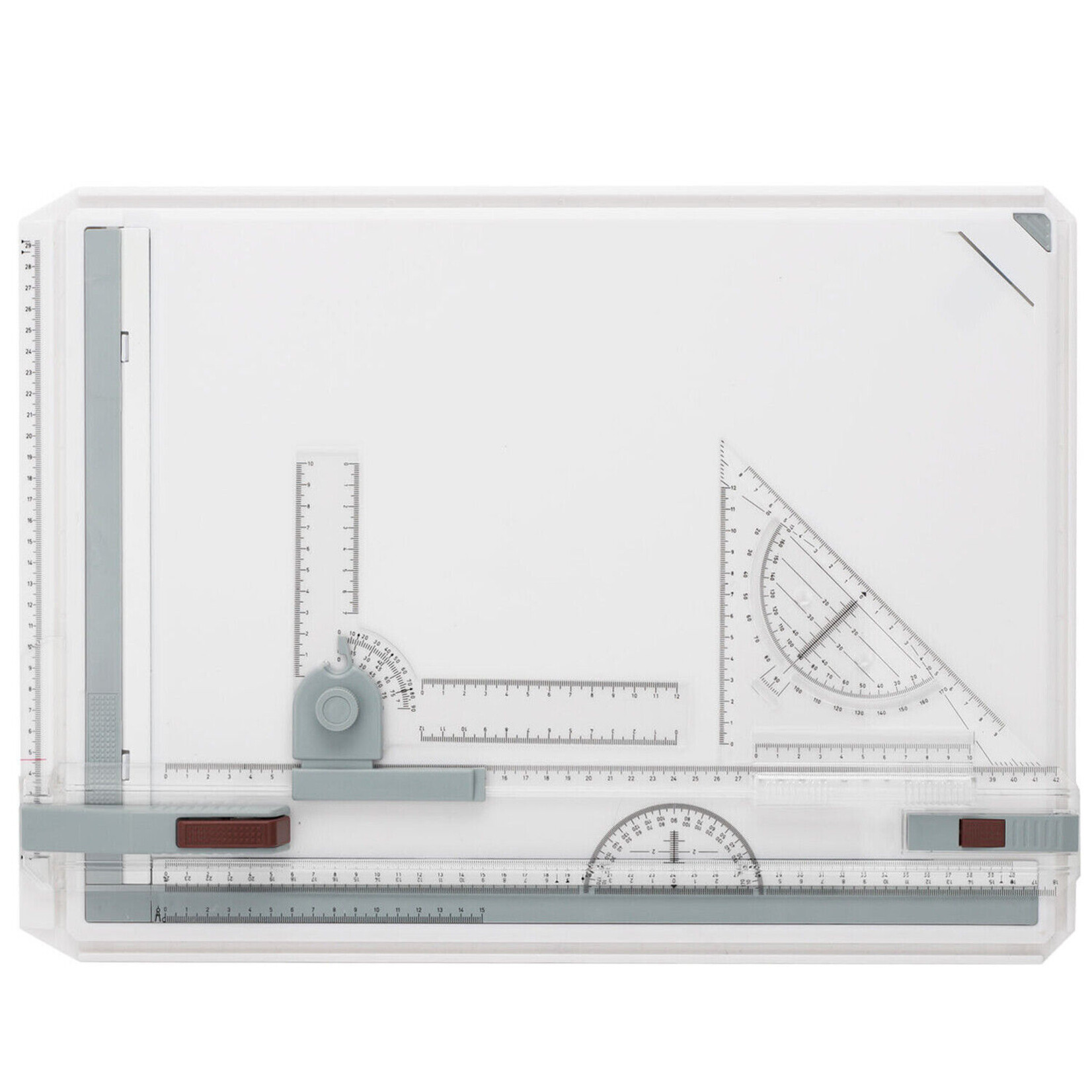 A3 tekenbord met liniaal, geodriehoek, schuifliniaal met vergrendeling, antislip steunpoten