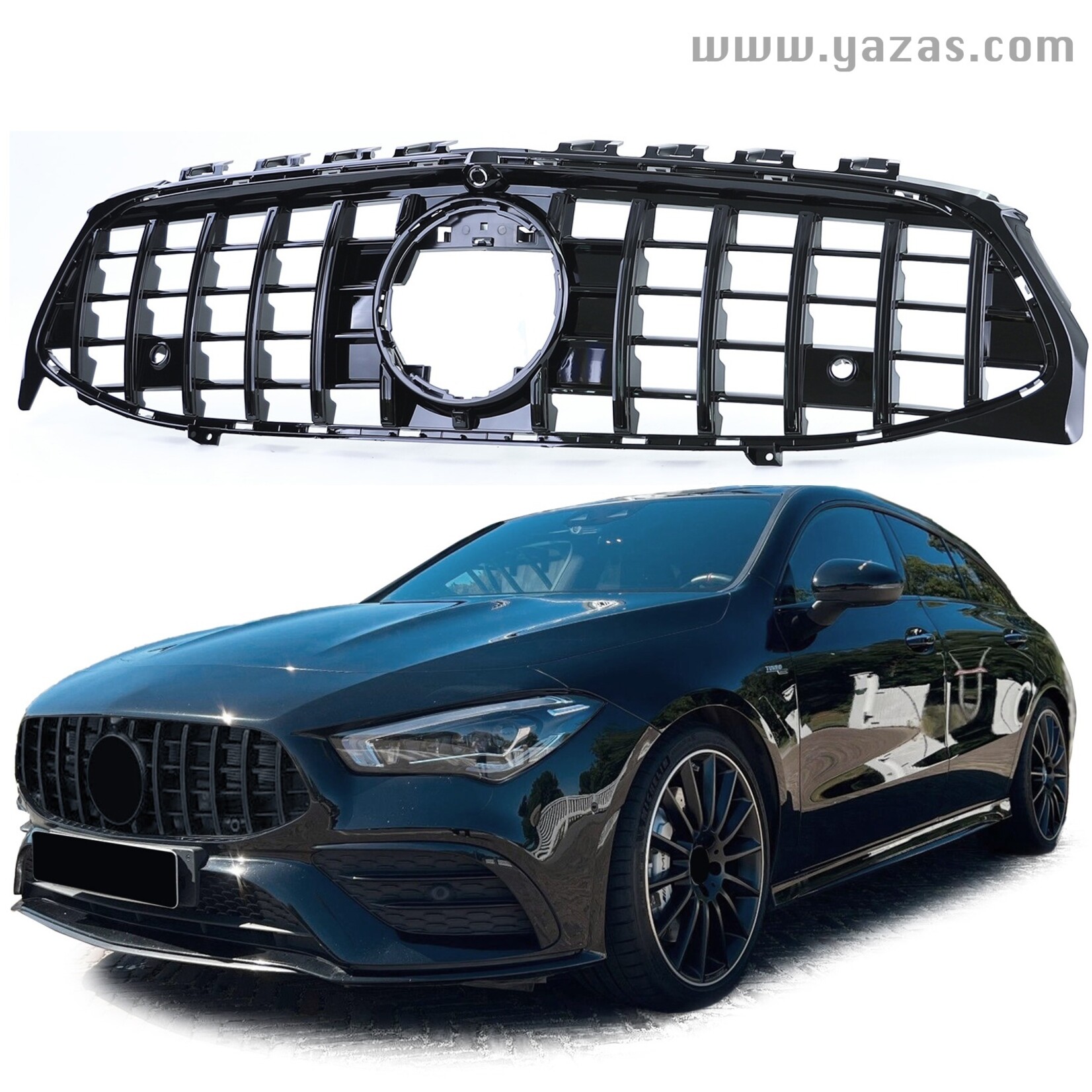 Grille hoogglans zwart voor Mercedes Benz CLA Shooting Brake X118