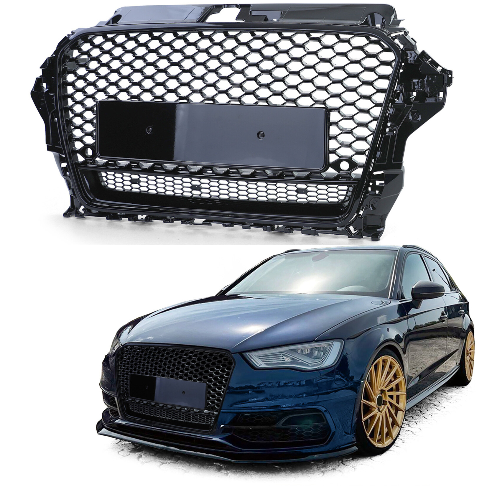 Grille hoogglans zwart voor Audi A3 8V 2012-2016