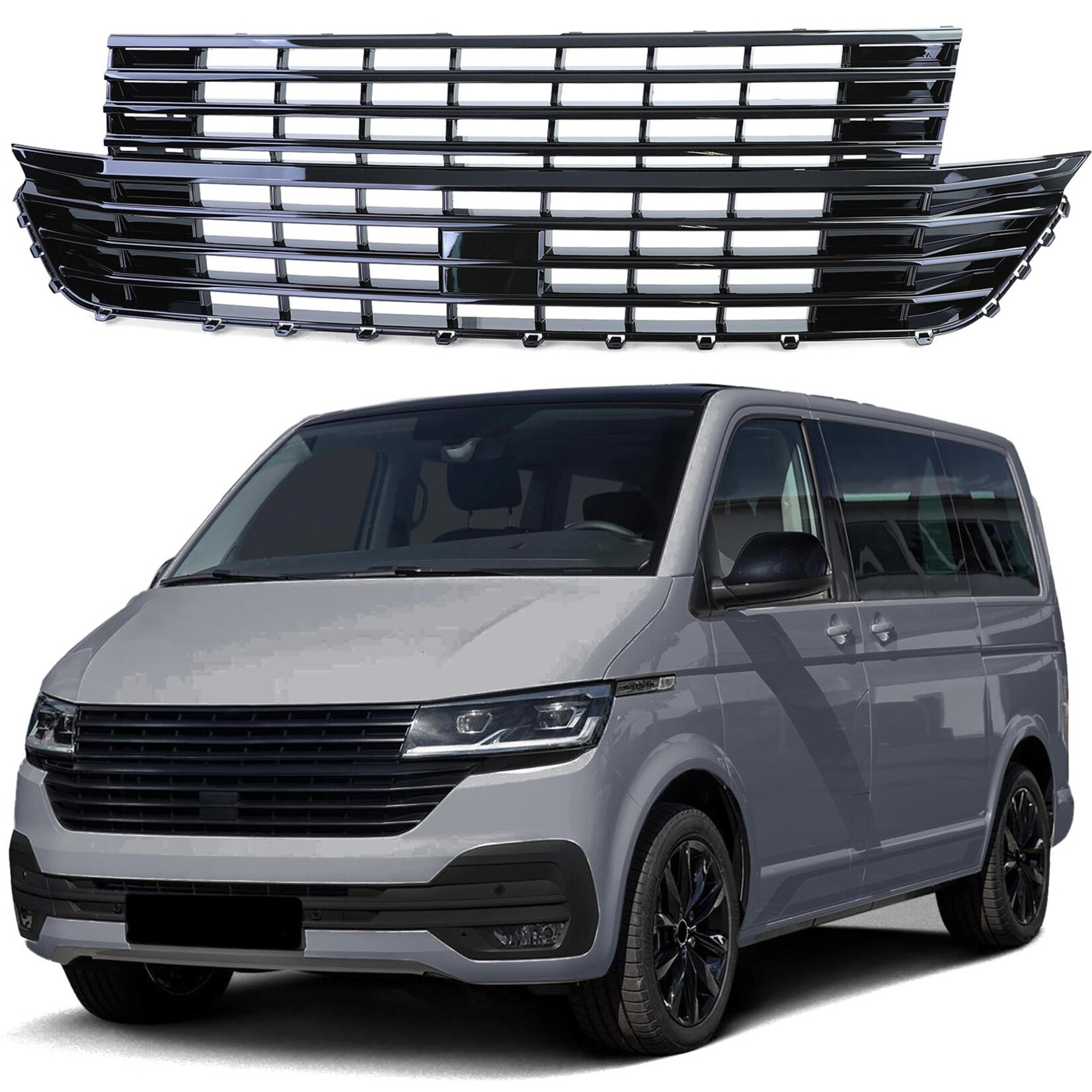 Grille hoogglans zwart voor VW T6.1 Bus Multivan Transporter