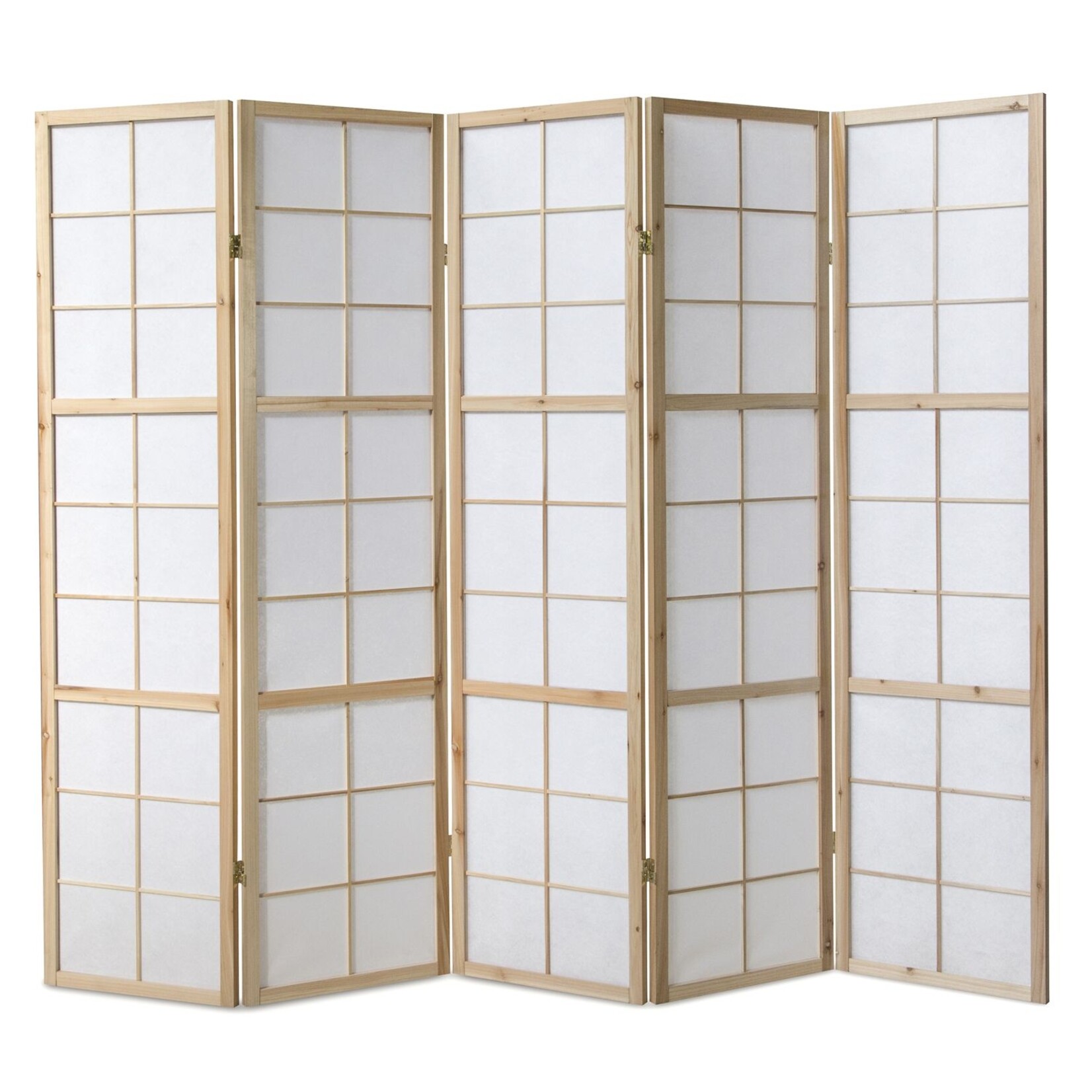 Kamerscherm roomdivider hout 5 delig inklapbaar Nature
