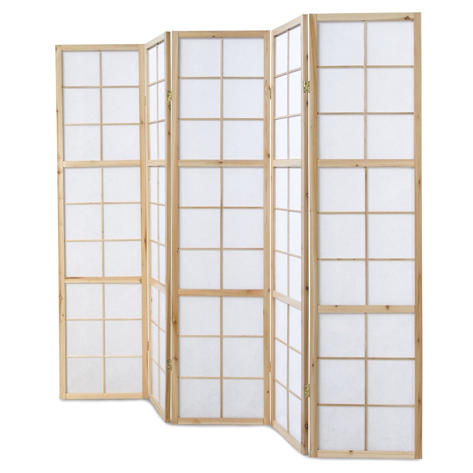 Kamerscherm roomdivider hout 5 delig inklapbaar Nature