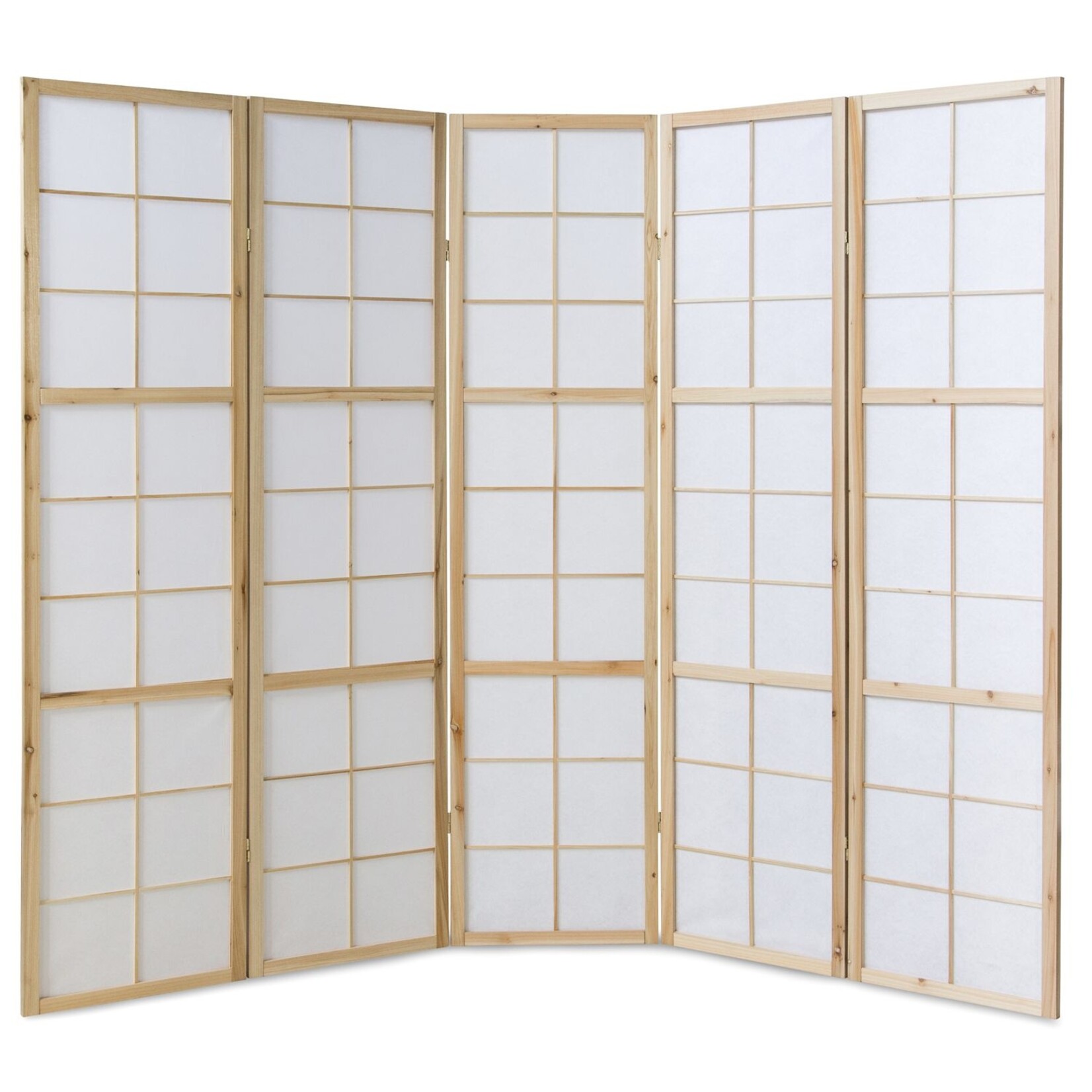 Kamerscherm roomdivider hout 5 delig inklapbaar Nature