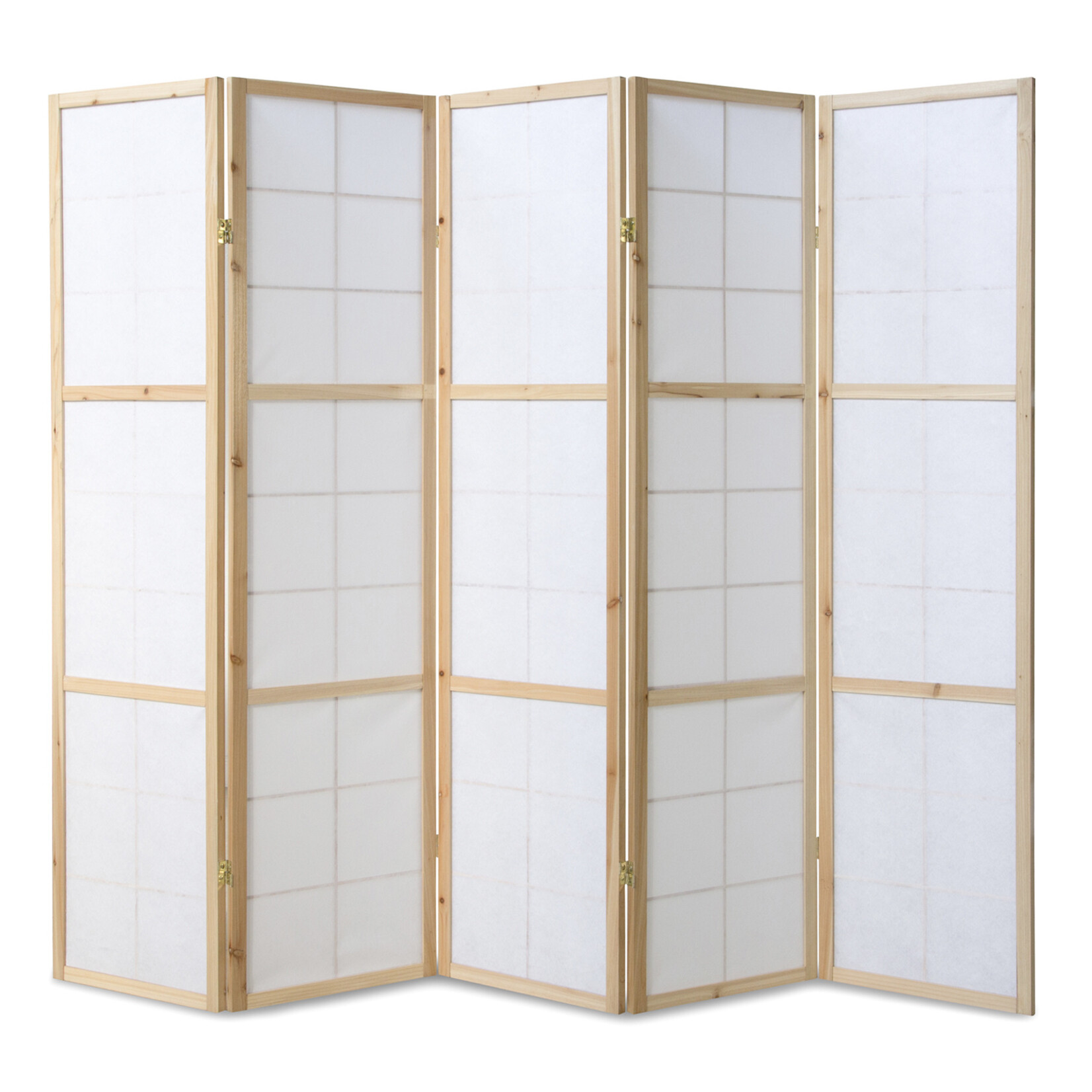 Kamerscherm roomdivider hout 5 delig inklapbaar Nature