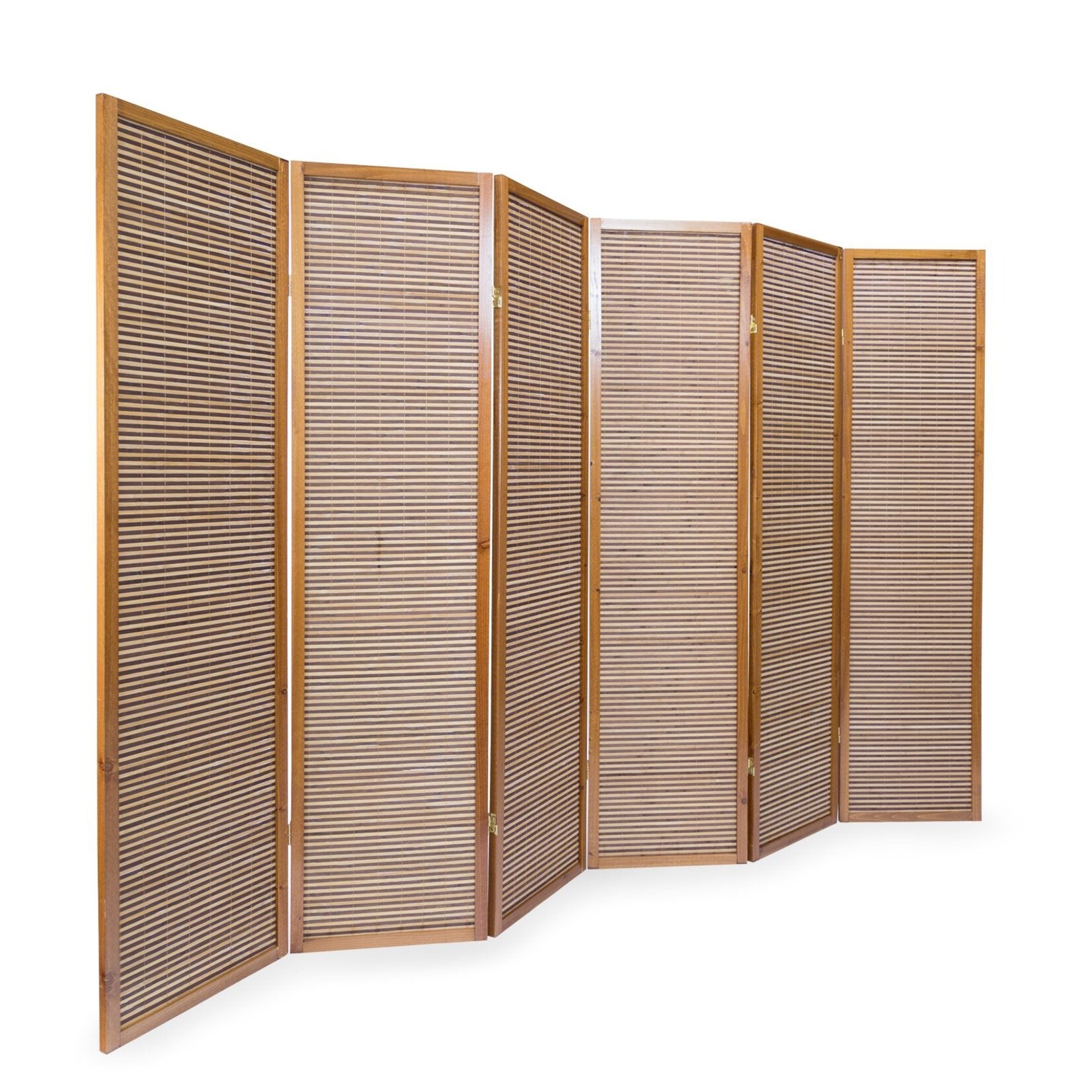 Kamerscherm scheidingswand hout en bamboe 6 delig