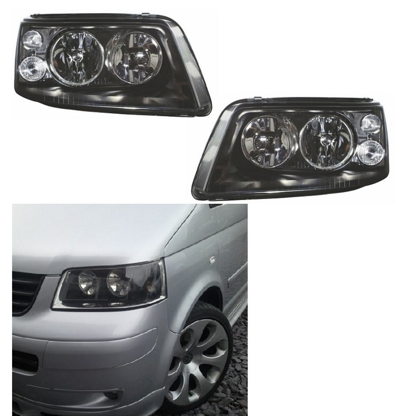 Volkswagen T5 koplampen set zwart