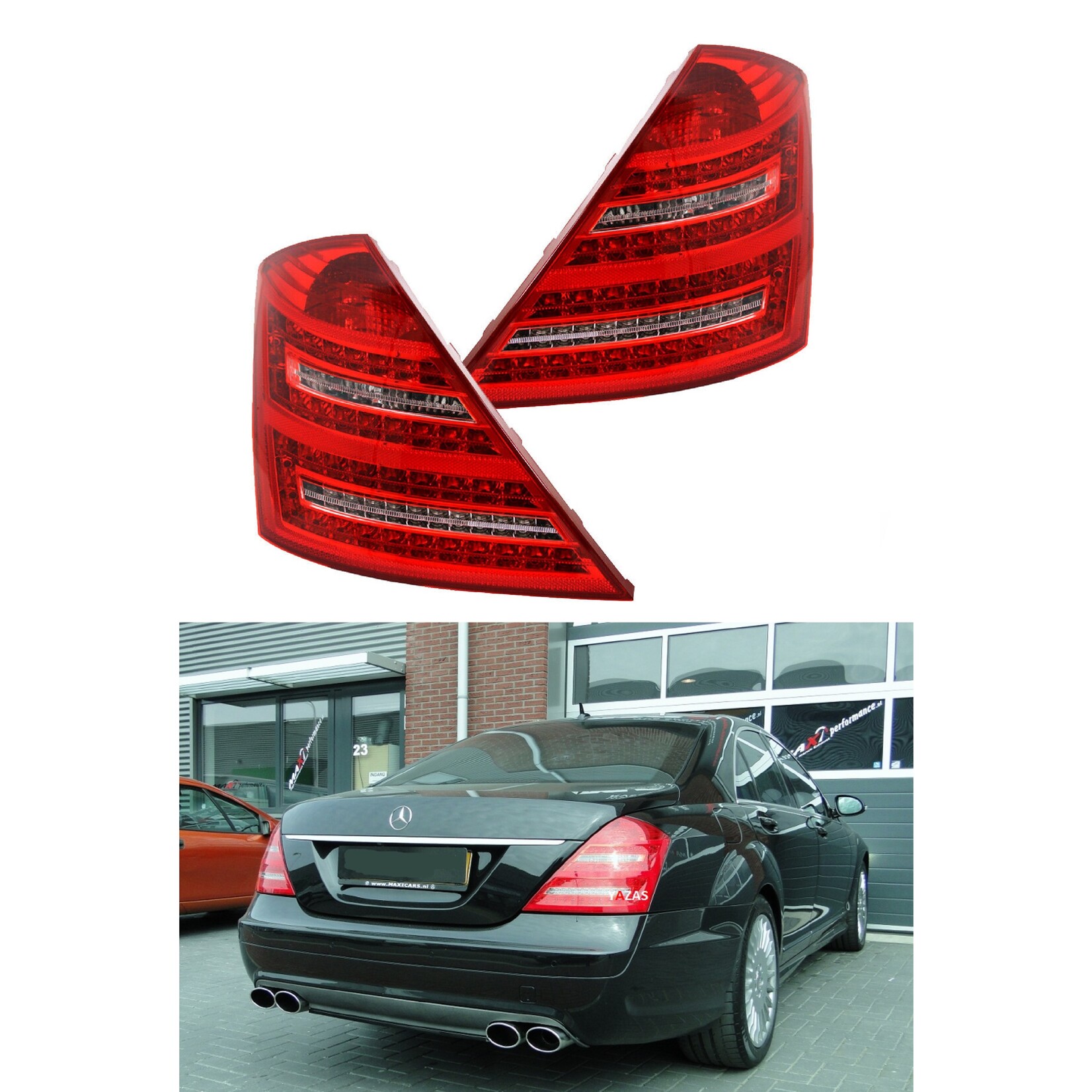 Mercedes Benz S Klasse W221 LED achterlichten rood wit