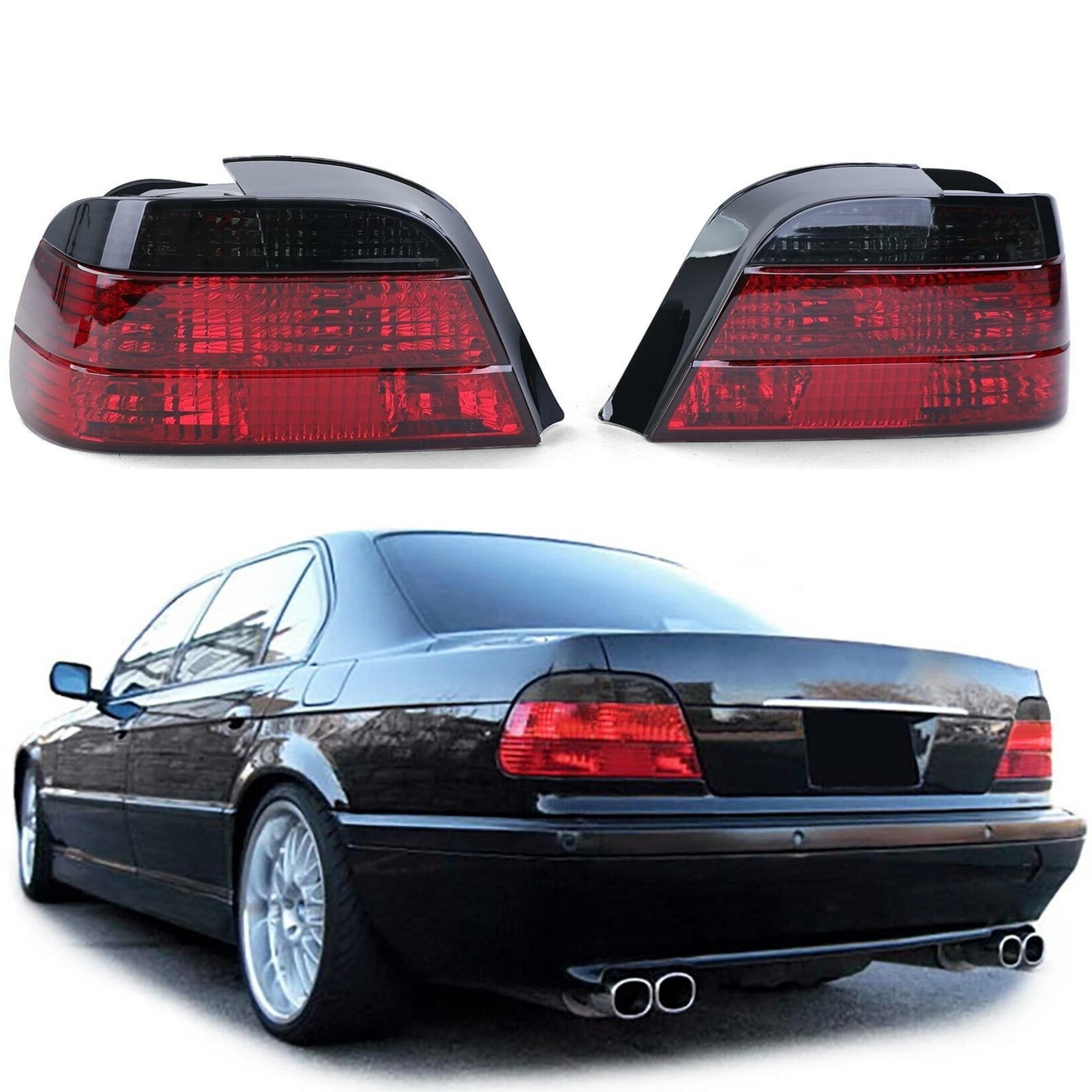 Achterlichten set rood smoke voor BMW 7 serie E38