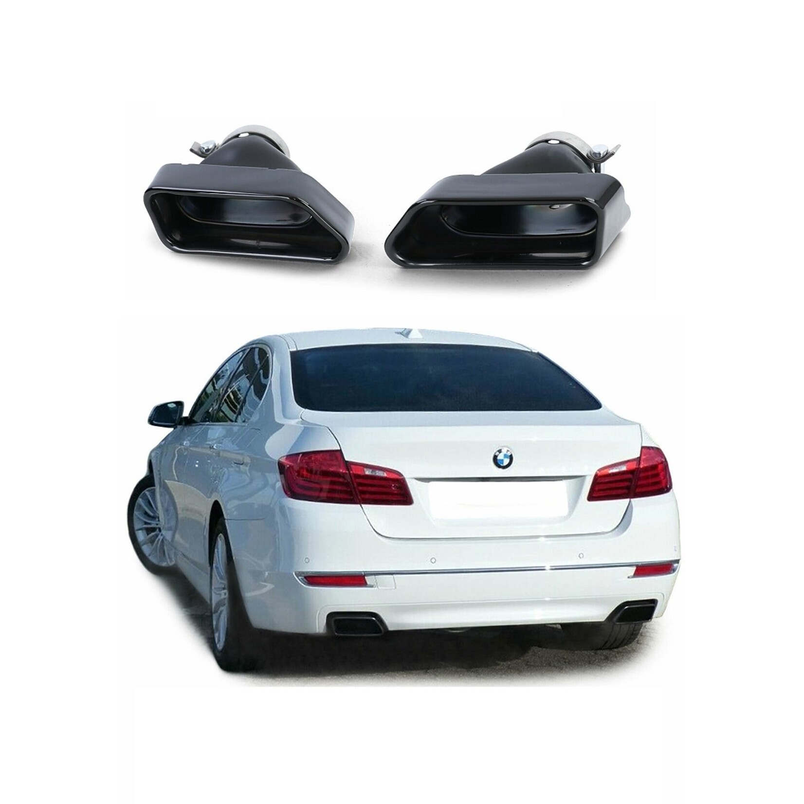 BMW 5 Serie F10 F11 zwarte RVS sierstukken 550i 550d look